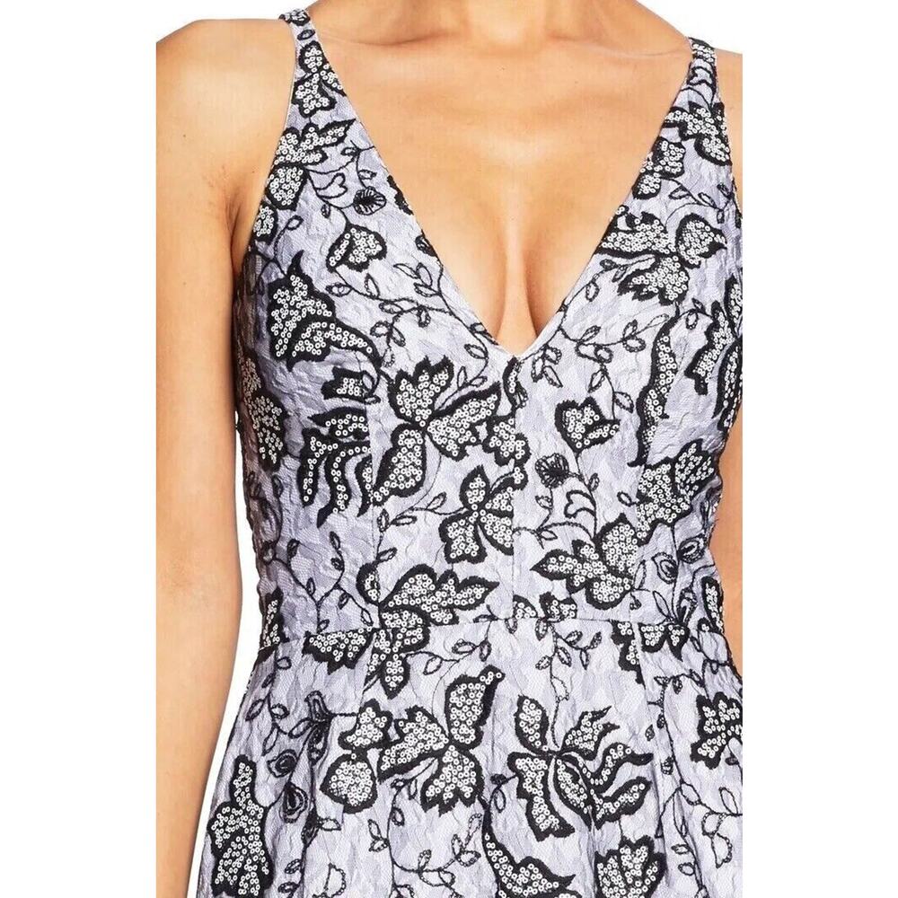 Dress The Population NWT Karen Sequin & Lace Trumpet Gown Black White Size M - Picture 7 of 7